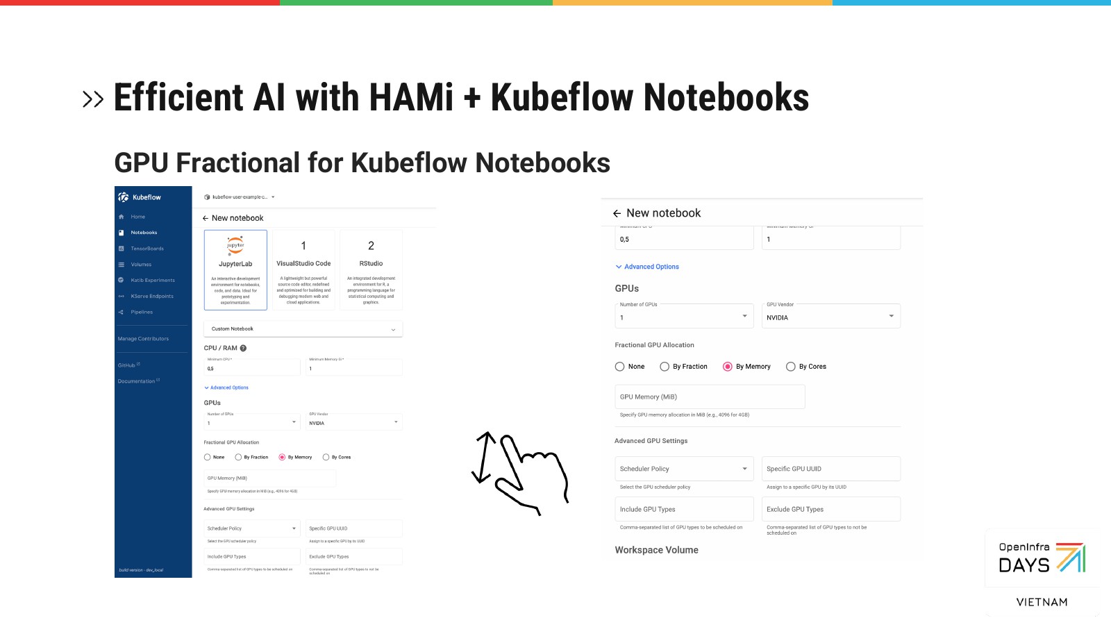 Kubeflow Notebooks: choosing a fractional GPU when creating a notebook