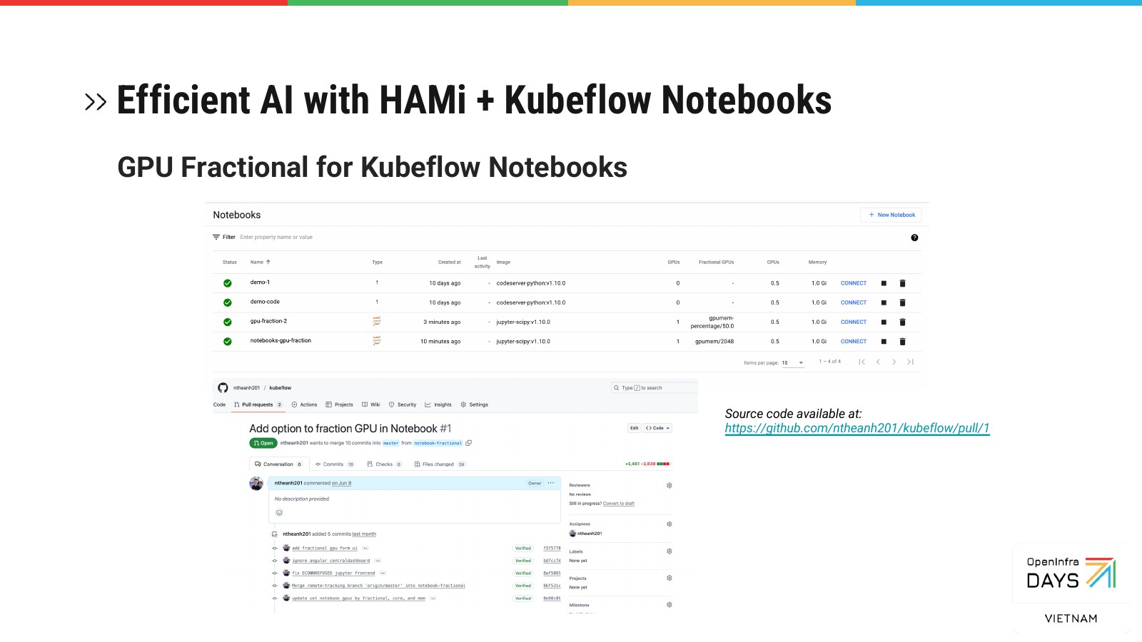 Kubeflow Notebooks: notebooks sharing GPUs, source on GitHub