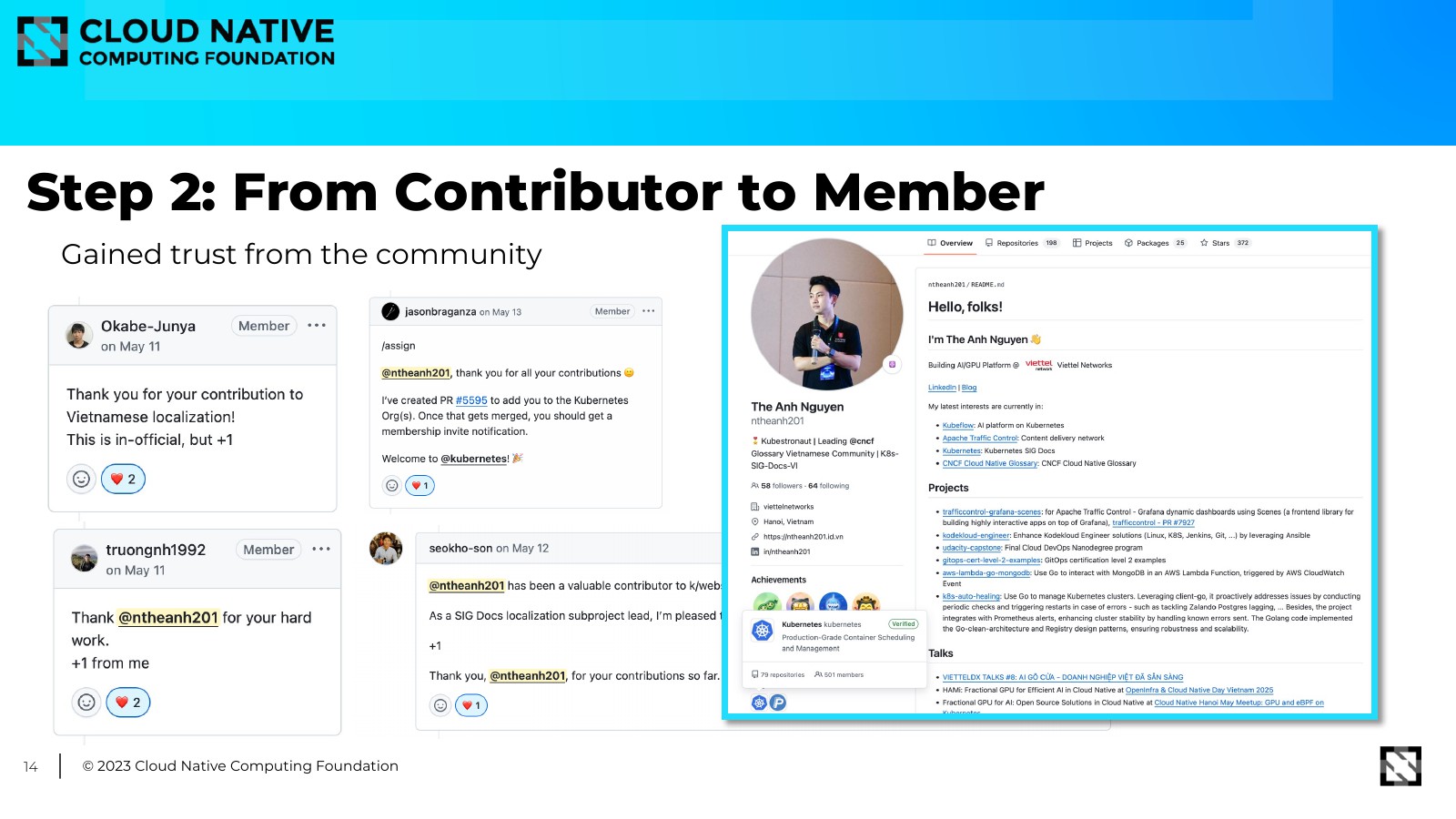 Step 2: the community vouched for the membership request