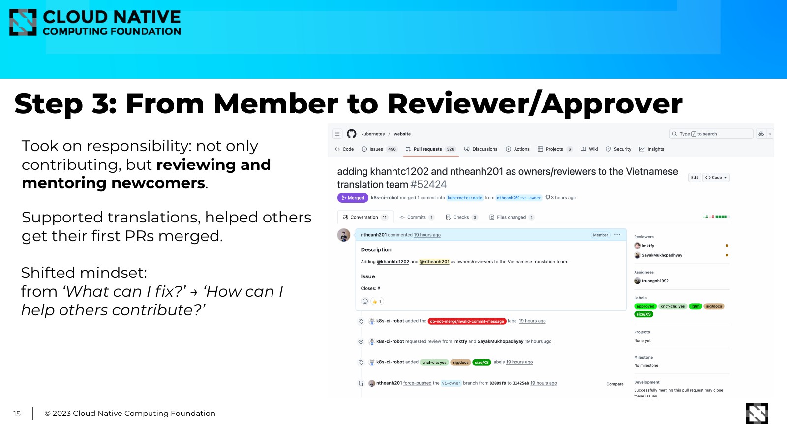 Step 3: from member to reviewer and approver