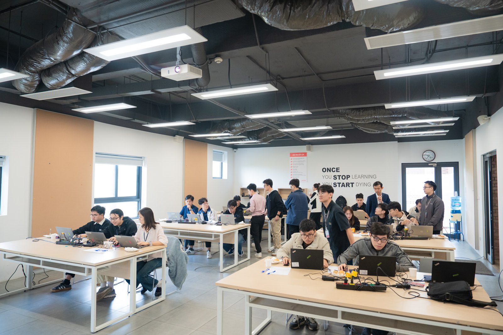 The hackathon room at the Viettel Academy
